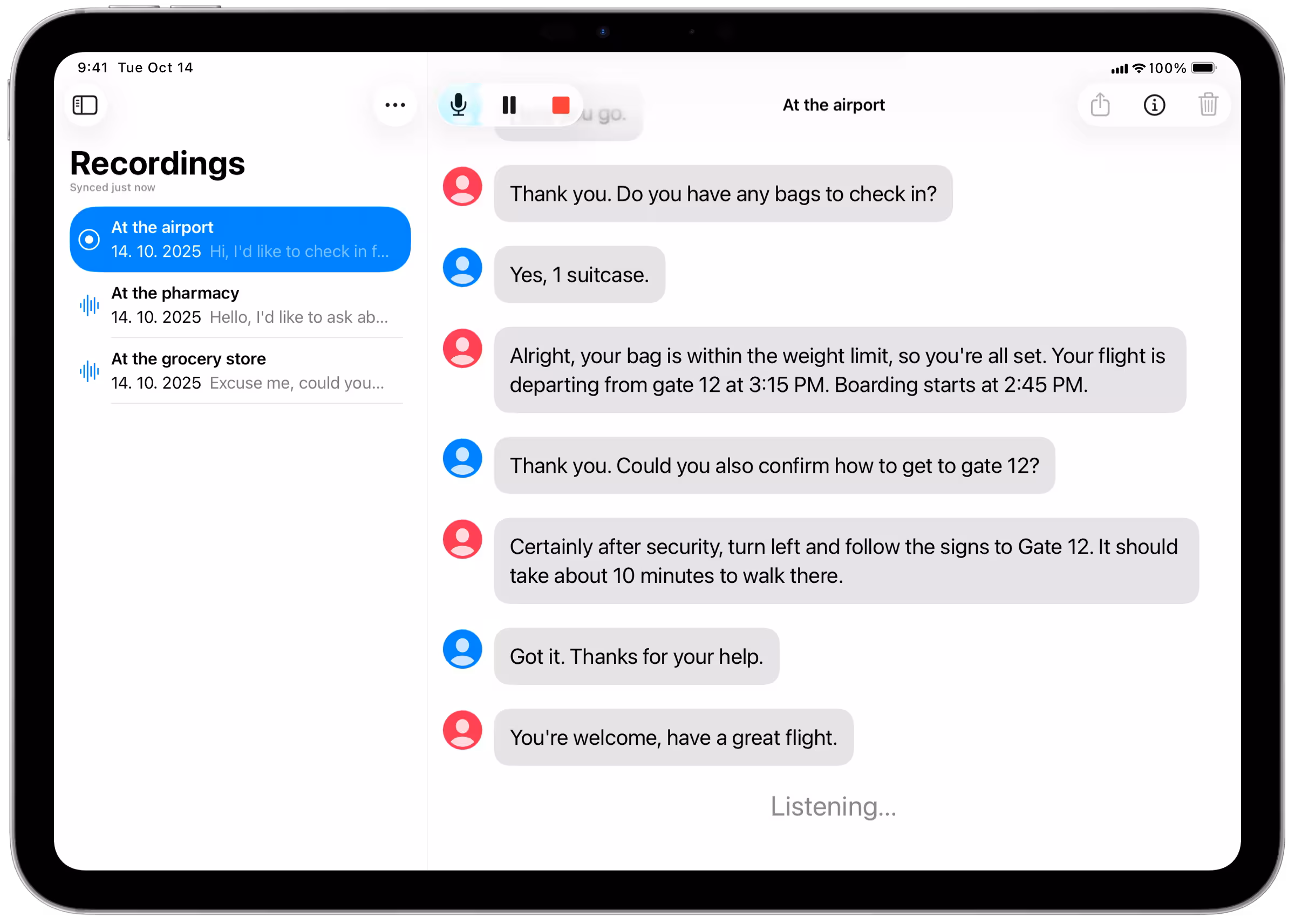 Show Speech on an iPad